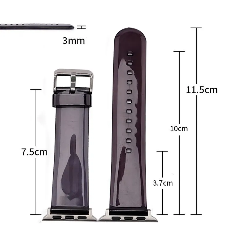 Transparent Silicone Jelly Strap for Apple Watch Series 8 7 6 5 40mm 44mm ultra 49mm Band Waterproof belt 42mm 41MM 45MM